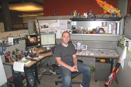 Grant Rodiek at his desk at The Sims Studio